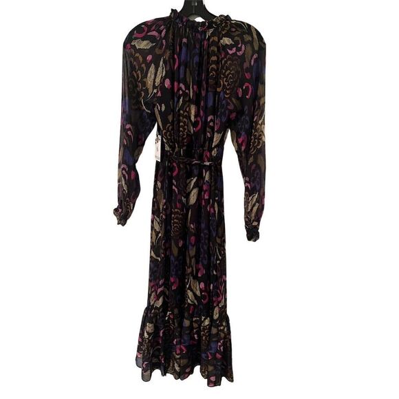 Kensie Women's Floral Print Belted Chiffon Flounce Midi Dress Size 2 - Picture 6 of 11